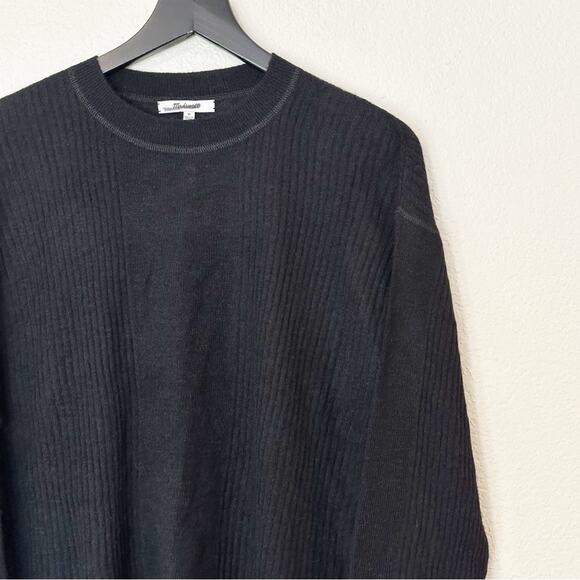 Madewell Sweater Womens Ribbed Alpaca-Blend Crewneck‎ Black Oversized M NEW - Picture 3 of 10